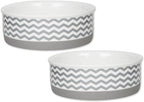 Bone Dry Ceramic Pet Collection Chevron, Medium Set, 6x2, Gray, 2 Piece