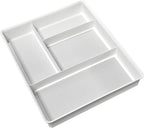 madesmart 4 Compartment Drawer Organizer, Multi Purpose Storage for Utensils, Office Tools, Cords, & Small Household Items, Tech Accessories, Arts & Crafts Supplies, Non Slip Lining, White