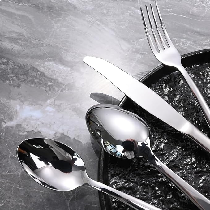 Silverware Set for 12, Prendcyx 60-Piece Heavy Duty Flatware Cutlery Set, 18/0 Food-Grade Stainless Steel Tableware Set, Dishwasher Safe for Home, Restaurant, Wedding, Party, Mirror Polished