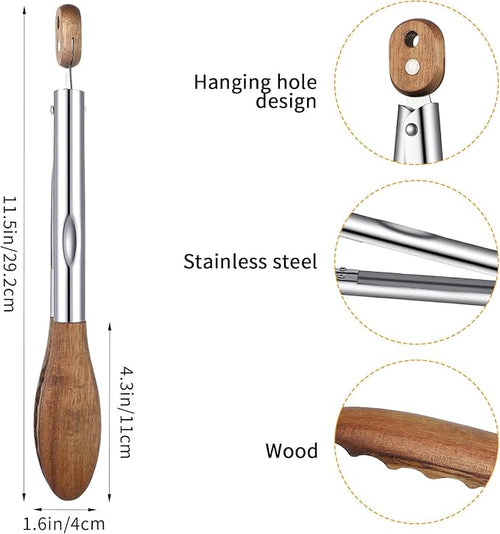 4Pcs Wooden Kitchen Tongs for Cooking Wooden Utensil Set Nonstick Kitchen Salad Tongs with Wood Tips Wood Tong for Serving Food Salads Flipping Burgers Grilling Cooking Tossing Salads