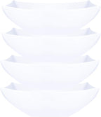 PLASTICPRO Disposable 128 ounce Square Serving Bowls, Party Snack or Salad Bowl, Extra Large Plastic Elegant White Pack of 4