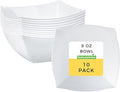 Restaurantware-Moderna 8 Ounce Fancy Plastic Bowls, 10 Square Disposable Salad Bowls - Durable, Heavy-duty, White Plastic Bowl, For Warm And Cold Foods
