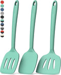 Coukre 3 Pack Silicone Spatula Set, High Heat Resistant, BPA-Free, Fish Spatula, Solid & Slotted Turner for Non-Stick Pans, Flipping Eggs, Pancakes, Fish, Burgers (3, PureAquaGreen)