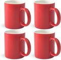 12 oz Cup Plain Gloss Red Ceramic Coffee Mug Set of 4 for Milk, Tea, Glazed Porcelain Cups with handle for Home Office, Dishwasher & Microwave Safe