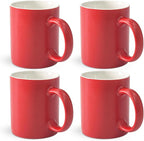 12 oz Cup Plain Gloss Red Ceramic Coffee Mug Set of 4 for Milk, Tea, Glazed Porcelain Cups with handle for Home Office, Dishwasher & Microwave Safe