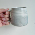 Ceramic Coffee Mug Set of 2, Gray and Pink Marble Pattern Procelain Couple Mugs, Stoneware Matching Cups, Dishwasher Safe, Microwave Safe, 13 oz