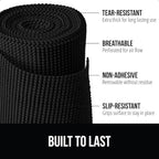 GORILLA GRIP powerGRIP Drawer Shelf and Cabinet Liner, Thick Strong Hold, Non-Adhesive Liners Protect Kitchen Cabinets and Cupboard, Bathroom Drawers, Easy Install, Breathable Mat, 24" x30', Black