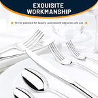Silverware Set, 40 Piece Stainless Steel Cutlery Sets for 8, Heavy Duty Flatware, Mirror Polished Forks Spoons and Knives Set, Reusable Utensils for Home Kitchen, Dishwasher Safe