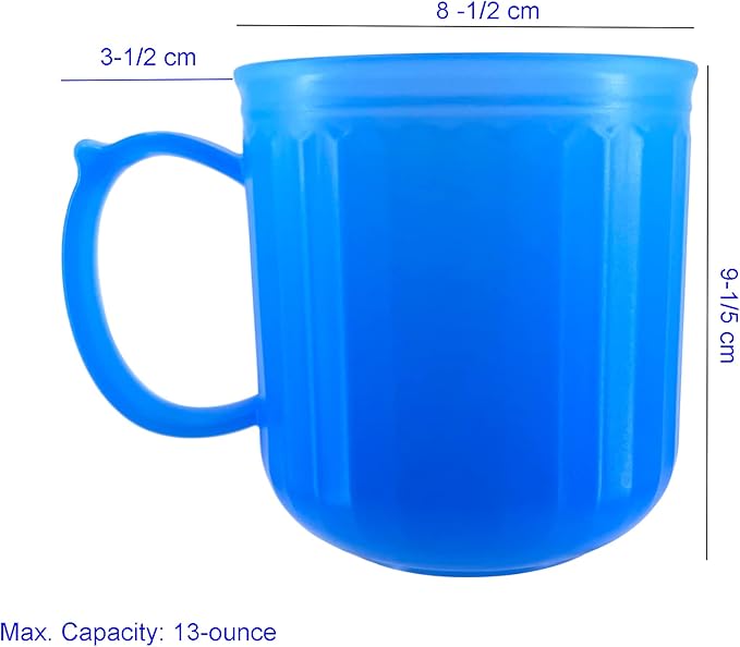 Plastic Coffee Mug 4 set Microwave and Dishwasher Safe - BPA Free Reusable Cups 13 oz - Unbreakable Thick Wall Bulk Coffee Mugs for Kids Kitchen Home Outdoor Camper Nautical