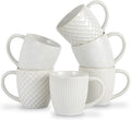 14 oz Embossed Ceramic Coffee Mugs - Set of 6, Artisan Textured Ceramic Coffee Mugs,Lead-Free Microwave & Dishwasher Safe,Coffee Cups for Wedding Housewarming Coffee Lovers