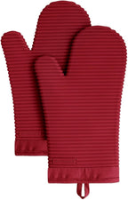 KITCHENAID Ribbed Soft Silicone Oven Mitt 2-Pack Set, 7.5"x13", Smoked Paprika
