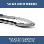 Misen Kitchen Tongs - Dishwasher Safe, Heavy Duty - Precision Stainless Steel Grilling Tool - Heat Resistant - Perfect for Serving and Air Frying - 9.5 Inch | Blue