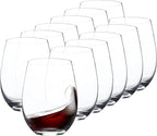 FAWLES Stemless Wine Glasses Set of 12, 15 Ounce Smooth Rim Standard Wine Glass Tumbler for Red, White Wine, Dishwasher Safe