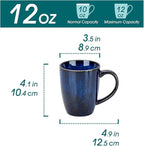 vancasso STARRY Ceramic Coffee Mug Set of 6, 12 Oz Tea Cups with Handle for Latte, Tea, Cappuccino, Milk, Cocoa, Microwave&Dishwasher Safe,Blue