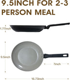 9.5 Inch Nonstick Frying Pan Skillet, Ceramic Frying Pan, Non Toxic Healthy Ceramic Coating, Suitable for All Stovetops, PTFE PFOA PFOS Free, Black