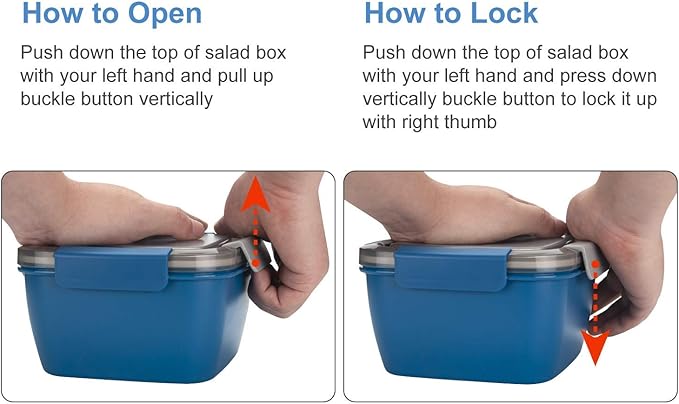 Freshmage Salad Lunch Container To Go, 2 Packs 52-oz Salad Bowls with 3 Compartments, Salad Dressings Container for Salad Toppings, Snacks, Men, Women (Blue+Green)