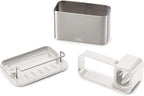 Joseph Joseph Surface Stainless Steel Caddy Sink Area Organizer and Sponge Holder, Stone