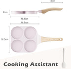 Caannasweis Ceramic Egg Pan Omelette Pan, 4-Cup Nonstick Omelette Skillet, Breakfast Frying Pan Egg Cooker Suitable for Gas Stove & Induction Cookware, PFOA PFOS Free, Purple