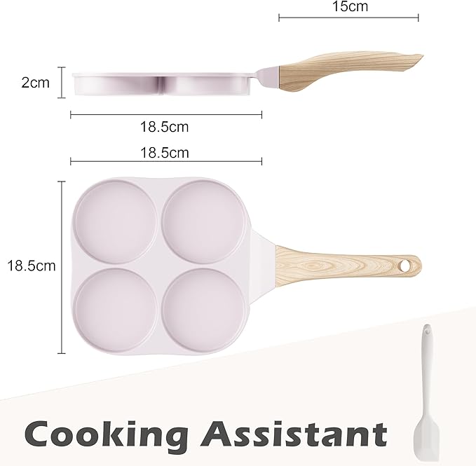 Caannasweis Ceramic Egg Pan Omelette Pan, 4-Cup Nonstick Omelette Skillet, Breakfast Frying Pan Egg Cooker Suitable for Gas Stove & Induction Cookware, PFOA PFOS Free, Purple