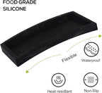 Small Bathroom Vanity Silicone Tray for Counter, Rectangle Dish Soap and Sponge Holder for Kitchen Sink, Perfume Organizer for Dresser, Marble Black