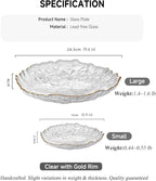 Glass Salad Bowl Irregular Lotus Flower Shape Serving Bowls, Mixing Nut Bowls for Kitchen Fruist, Snack, Dessert, and Ice Cream Candy Dishes (Plate with Gold Rim Crystal Clear, Small)