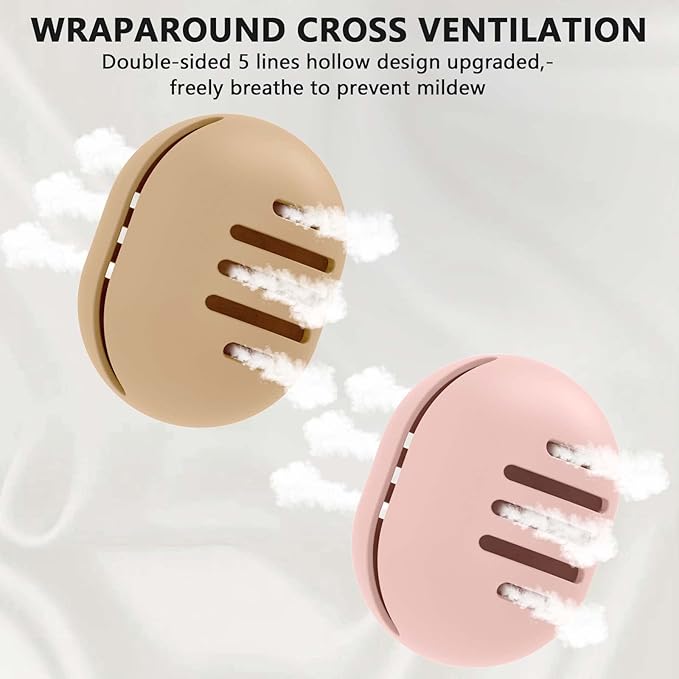 Fauxomor 2 Pcs Makeup Sponge Holder,Double-Sided Breathable Silicone Beauty Make Up Blender Case for Travel or Daily,Shatterproof Make-up Travel Case Quick Drying Easy to Carry,Khaki+Pink