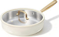 CAROTE 10" Stainless Steel Frying Pan with Lid, Outer Ceramic Layer, Non-Toxic, Even Heating，Oven Safe, Induction, Ceramic and Gas Cooktops Compatible, White