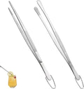 U-Taste 10" Kitchen Cooking Tweezer Set: 18/8 Stainless Steel Food-Grade Metal Food Tong, Seamless-Welding, Flexible and Non-Slip for Pasta Salad Meat Serving, Baking, Frying (Round & Pointed Tip)