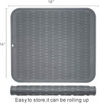 ZLR 2 Pcs Large Silicone Dish Drying Mat (16" x 18") - XL Heavy Duty Drainboard Mat for Pots, Pans & Family Loads - Heat Resistant Trivet & Counter Protector, Easy Clean (Dark Gray)