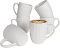 14oz Ceramic White Coffee Mugs Set Of 6 - Porcelain Coffee Mugs Set - Cups For Latte, Hot Tea, Cappuccino, Mocha, Cocoa, White