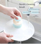 2Pcs Stainless Steel Wool Scrubber with Handle and 1 Pcs Dish Brush,Heavy Duty Pot Scrubbers Dish Scrubber Cleaning Brush Wash for Kitchen Pots, Grills, Pans, Sink (1+2)
