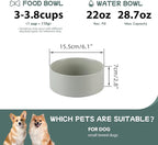 Havniva Ceramic 6.1inch Non-Slip Dog Food and Water Bowl for Small & Medium Breed Dogs,Pet Bowl for Replacement, Protects Cervical Spine (Grey)