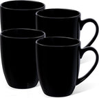 Urbanstrive 16 oz Large Coffee Mugs Set of 4 Ceramic Coffee Mug White Coffee Cups Tea Cups Idea Gift for Women Men House Warming Gifts New Home Office, Black 4 Pack