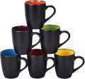 Lifecapido Set of 6 Modern Black Ceramic Coffee Mugs, 16 Ounce Capacity, Perfect for Home Use
