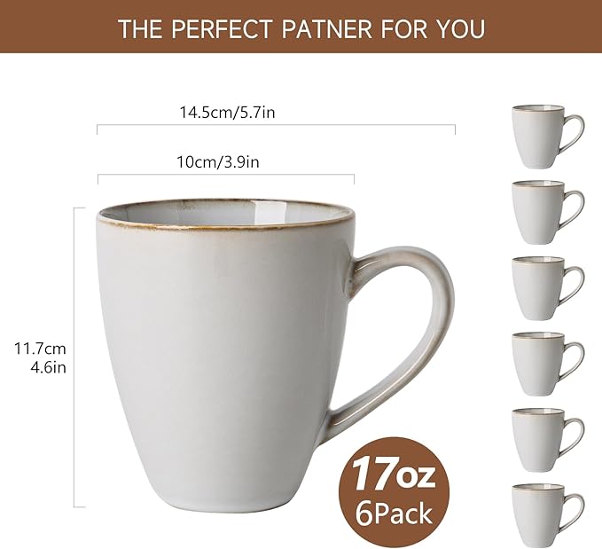 MONITO Coffee Mugs Sets, Large Ceramic Coffee Mugs，Modern Coffee Mugs Set with handle for Tea/Latte/Cappuccino/Milk/Cocoa, Funny Tea Cups for Office and Home (4, Light blue)