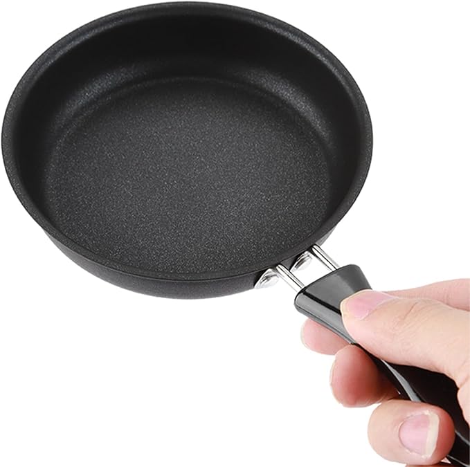 Small Frying Pan Skillet, Nonstick Mini Frying Pan with Handle Black Portable Cookware Pot for Gas Cooktops Household 4.72 inch