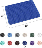 ZLR Silicone Dish Drying Mat & Heat Resistant Trivet (12" x 16") - Waterproof Counter Protector for Air Fryer, Coffee Maker - Non-Slip, BPA Free Kitchen Pad, Easy Clean Dishwasher Safe (Midnight Blue)
