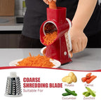 KEOUKE Rotary Cheese Grater Pro 6 in 1 - Shredder Crinkle Slicer Grinder Ice Shaver, Stable Suction, Time-saving Easy Use & Clean, Safe Morden Kitchen Tool for Cheese, Vegetable, Nuts, Chocolate