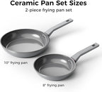Sanho Diamond-Titanium Ceramic Nonstick Fry Pan Set, 20cm & 26cm Frying Pans, PFAS PFOA PTFE Free, Dishwasher Safe & Induction Compatible Cookware with Cool-Touch Handle, Gray