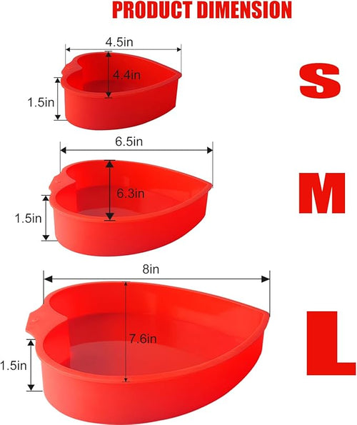 3 PCS Silicone Heart Shaped Cake Pans 4 6 8 Inch Nonstick Silicone Heart Baking Mold Reusable Food Grade Mold for Baking Brownie Valentine Mother Wedding Birthday Day(Red)