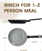 8 Inch Nonstick Frying Pan Skillet, Ceramic Frying Pan, Non Toxic Healthy Ceramic Coating, Suitable for All Stovetops, PTFE PFOA PFOS Free, Black