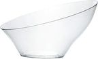 PLASTICPRO Disposable Angled Plastic Bowls Round Large Serving Bowl, Elegant for Party's, Snack, or Salad Bowl, Clear Pack of 4