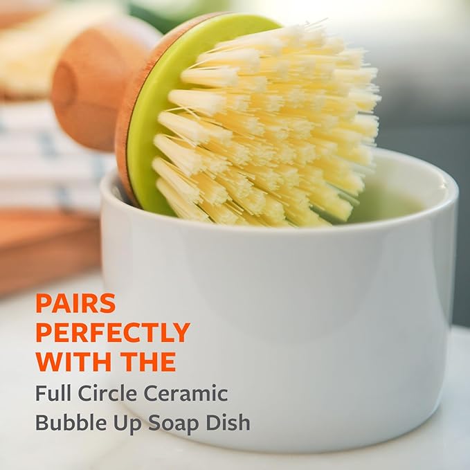 Full Circle, Green Bubble Up Bamboo Dish Brush, White, Model:FC12115G