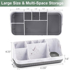 GFWARE Marble Bathroom Countertop Organizer - Detachable 7 Slots Kids Electric Toothbrush and Toothpaste Holde Drainage for Bathroom Accessories Organization Counter Vanity Storage, Grey