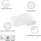 MicoYang Silicone Dish Drying Mat for Multiple Usage,Easy clean,Eco-friendly,Heat-resistant Silicone Mat for Kitchen Counter,Sink,Bar,Bottle,or Cup White M 17 inches x 6 inches