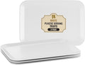R-kay 3 Pack White Plastic Serving Trays for Party - Rectangular, 8 by 11 in, Heavy Duty Dessert Trays for Food