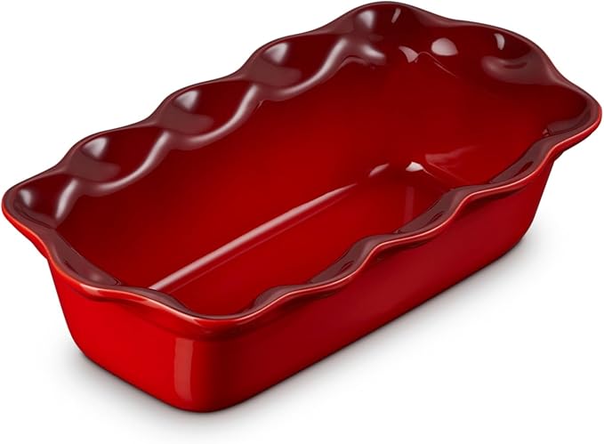 Le Creuset Stoneware Heritage Fluted Loaf Pan, 9", Cerise