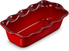Le Creuset Stoneware Heritage Fluted Loaf Pan, 9", Cerise