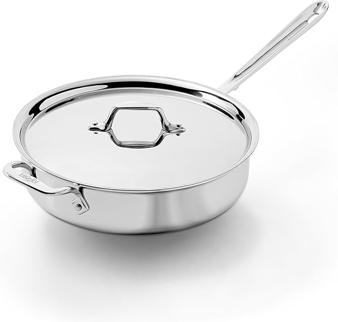 All-Clad D3® Stainless Steel 4 Quart Saute Pan With Lid- Made in the USA- The Original Bonded Professional Cookware- Oven Safe & Induction Compatible