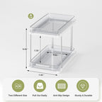 Delamu 2-Tier Bathroom Under Sink Organizers and Storage, Pull Out Cabinet Drawers with Anti-Slip Design, Multi-Purpose Storage for Kitchen, Pantry, Bathroom & Home Organization, 1 Pack